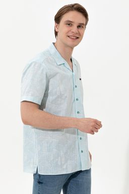 Мужская бирюзовая рубашка с коротким рукавом - U.s. polo assn фото 3