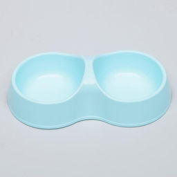 Миска двойная Мур-мяу 22,5 см х 13 см х 6 см, 0,2 л, голубой - Пижон фото 2