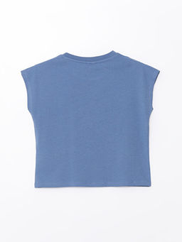 Bisiklet Yaka Bask?l? K?sa Kollu K?z ?ocuk Ti??rt - Waikiki фото 2