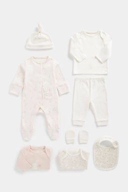 Mothercare / Комплект: ползунки, пижама, боди -2 шт, слюнявчик, шапочка, рукавички-антицарапки