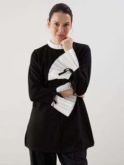 Pileli Kontrast Detayl? Kad?n Tunik