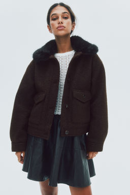 Cazadora de sarga con cuello efecto pelo - H&m фото 4