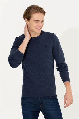 U. S. Polo Assn / Мужской темно-синий базовый свитер - U.s. polo assn фото 2