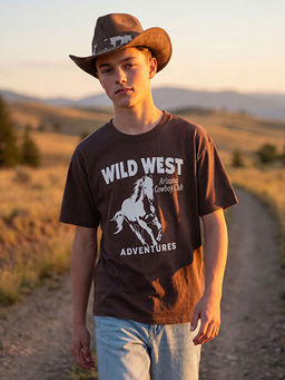 Bisiklet Yaka Bask?l? Erkek ?ocuk Ti??rt