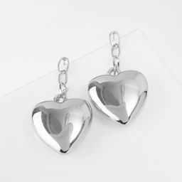 Серьги металл Сердце пленительность, цвет серебро