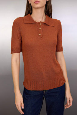 Tarc?n Brumer Iplik Polo Yaka Triko Ince Bluz TWOSS25BZ00341