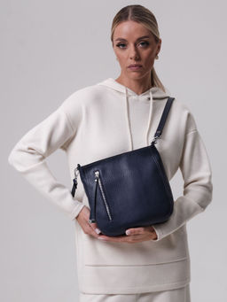 Сумка кожаная кросс-боди Deboro 3410 фиолетовый цветок