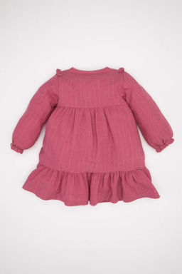 Платье из блестящей ткани с длинными рукавами для маленьких девочек - Defacto фото 4