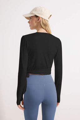 Siyah Micro Baglamal? Kruvaze Crop Bluz/Bolero THMSS26BZ00002 - Trendyolmilla фото 14