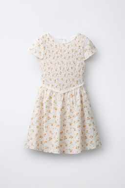 VESTIDO NIDO DE ABEJA FLORES / Crudo - Zara фото 3