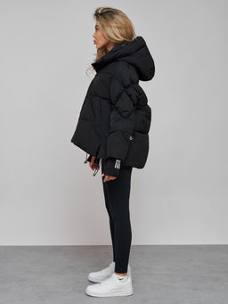 Зимняя женская куртка модная с капюшоном черного цвета 52306Ch - Holdluck фото 4