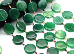 Бусины из агата тонированного круг 30мм цв.зеленый, 37см, 10 бусин Радуга камня