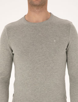 A__k Gri Melanj Slim Fit Bisiklet Yaka Basic Triko Kazak - Pierre cardin фото 6