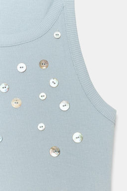 TOP RIB BOTONES / Gris / Azul - Zara фото 4
