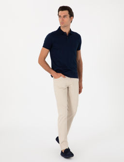 Lacivert Slim Fit Desenli Polo Yaka T-shirt