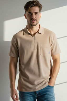 TRENDYOL MAN Siyah Oversize/Genis Kesim Cep Detayl? Dokulu Polo Yaka T-shirt TMNSS25PO00019