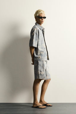 CAMISA RELAXED FIT ESTAMPADO FLORAL LAVADO / Azul claro - Zara фото 4