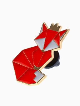 Значок Графичные животные лиса, оранжево-белый в золоте