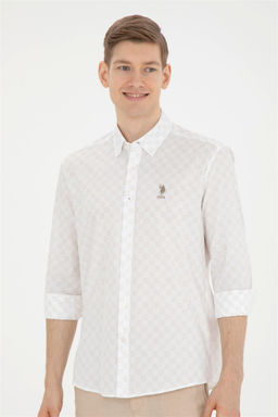 Мужская рубашка светло-хаки с длинным рукавом - U.s. polo assn фото 3