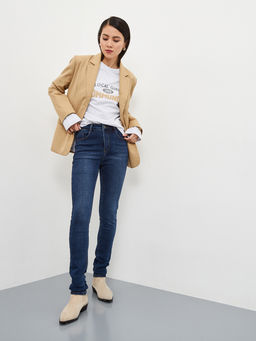 Утепленные женские джинсы зауженного кроя на Байке