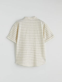 Erkek ?ocuk ?izgili Hakim Yaka K?sa Kollu G?mlek