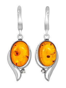 Эффектные серьги из натурального балтийского янтаря Маньяна