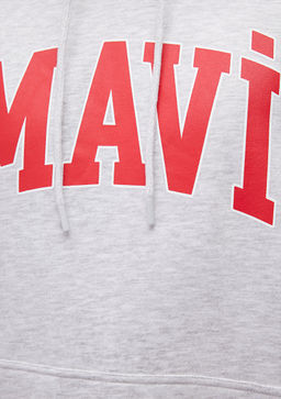 Mavi Logo Bask?l? Kapusonlu Gri Sweatshirt  фото 7