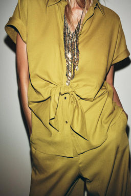 LINEN BLEND KNOT SHIRT - Zara фото 2