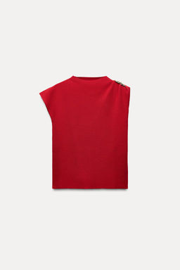 PLAIN KNIT TOP WITH GOLD APPLIQUE - Zara фото 3