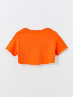 Bisiklet Yaka Bask?l? K?z ?ocuk Crop Ti??rt ve Atlet - Waikiki фото 3