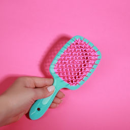 Расчёска массажная, широкая, вентилируемая, 8.5×20.5 см, бирюзовая, розовая