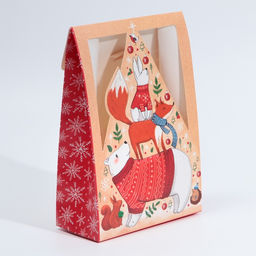 Коробка подарочная новогодняя складная «Зверята», 15 х 7 х 22 см, Новый год