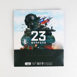 Цена за 2 шт. Пакет подарочный ламинированный, упаковка, «С 23 февраля», M 26×30×9 см