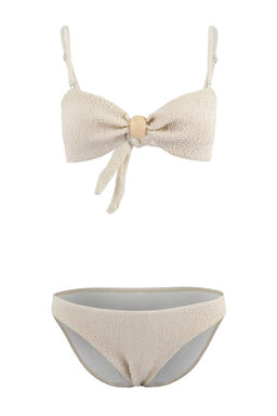 Ekru Dokulu Straplez Kapl? Aksesuarl? Brazilian Bikini Tak?m? TBESS26BT00057