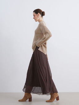 Beli Lastikli Pileli Etek