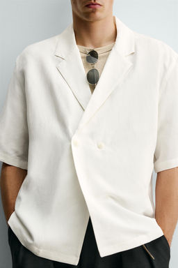 CAMISA KIMONO VISCOSA - LINO / Blanco roto - Zara фото 6