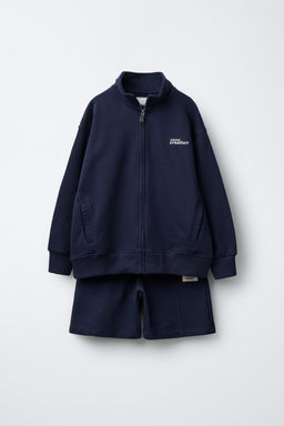 ZIP-UP SWEATSHIRT AND LABELLED BERMUDA SHORTS SET - Zara фото 2