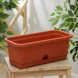 Балконный ящик для цветов, 6.4 л, 40×18.5×15 см, пластиковый, цвет терракот