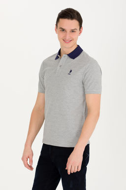 U. S. Polo Assn Мужская серая меланжевая футболка с воротником-поло - U.s. polo assn фото 4