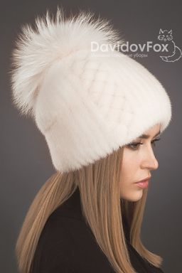 Шапка Буратино норка орнамент жемчуг