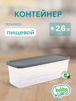 Контейнер пищевой TRENDBOX прозрачный 2.6л длинный высокий
