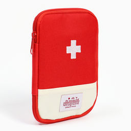Косметичка-аптечка походная на молнии, с отделами, на подкладке, красная
