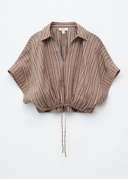 Camiseta recortada con cord?n de ajuste