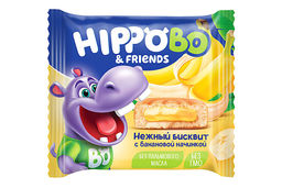 HIPPO BONDI & FRIENDS, бисквитное пирожное с банановой начинкой, 32 г (упаковка 12 шт.)