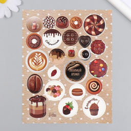 Цена за 5 шт. Декор для творчества картон «Фишки и пуговки. Коричневый», 24 шт., 13×16.5 см