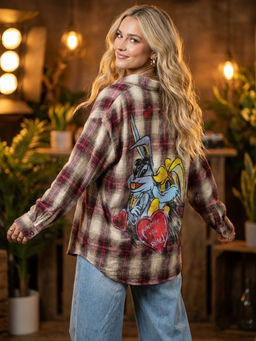 K13522 Рубашка с принтом на спине БУРГУНДИ