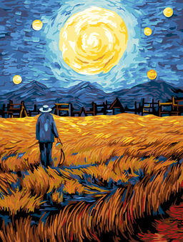 ФРЕЯ PNB/PMC-295 Набор для раскрашивания по номерам ( цветной холст ) 40 х 30 см Звездная ночь над полем