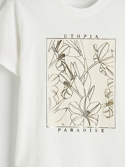 Bisiklet Yaka Bask?l? Kad?n Ti??rt