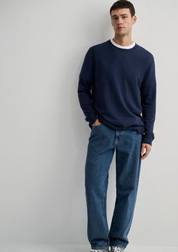 Bisiklet Yaka Lacivert Kazak - Mavi фото 2