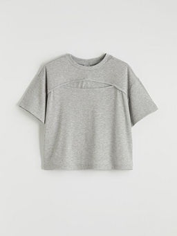 Bisiklet Yaka Pencere Detayl? K?z ?ocuk Ti??rt